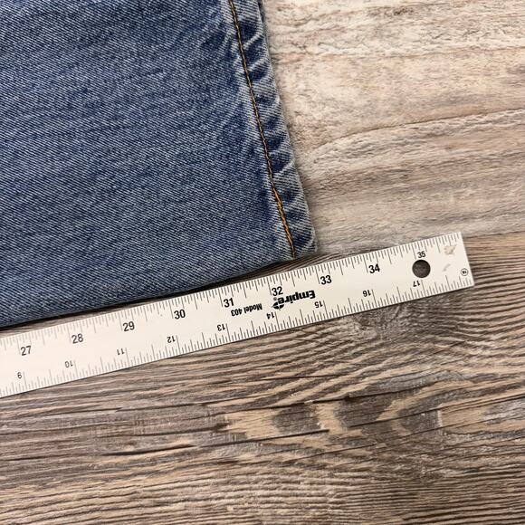 Levis 505 Red Tab Mid Wash Blue Mens 36x33 Regular Fit Straight Leg‎ Denim Jeans - Picture 7 of 10